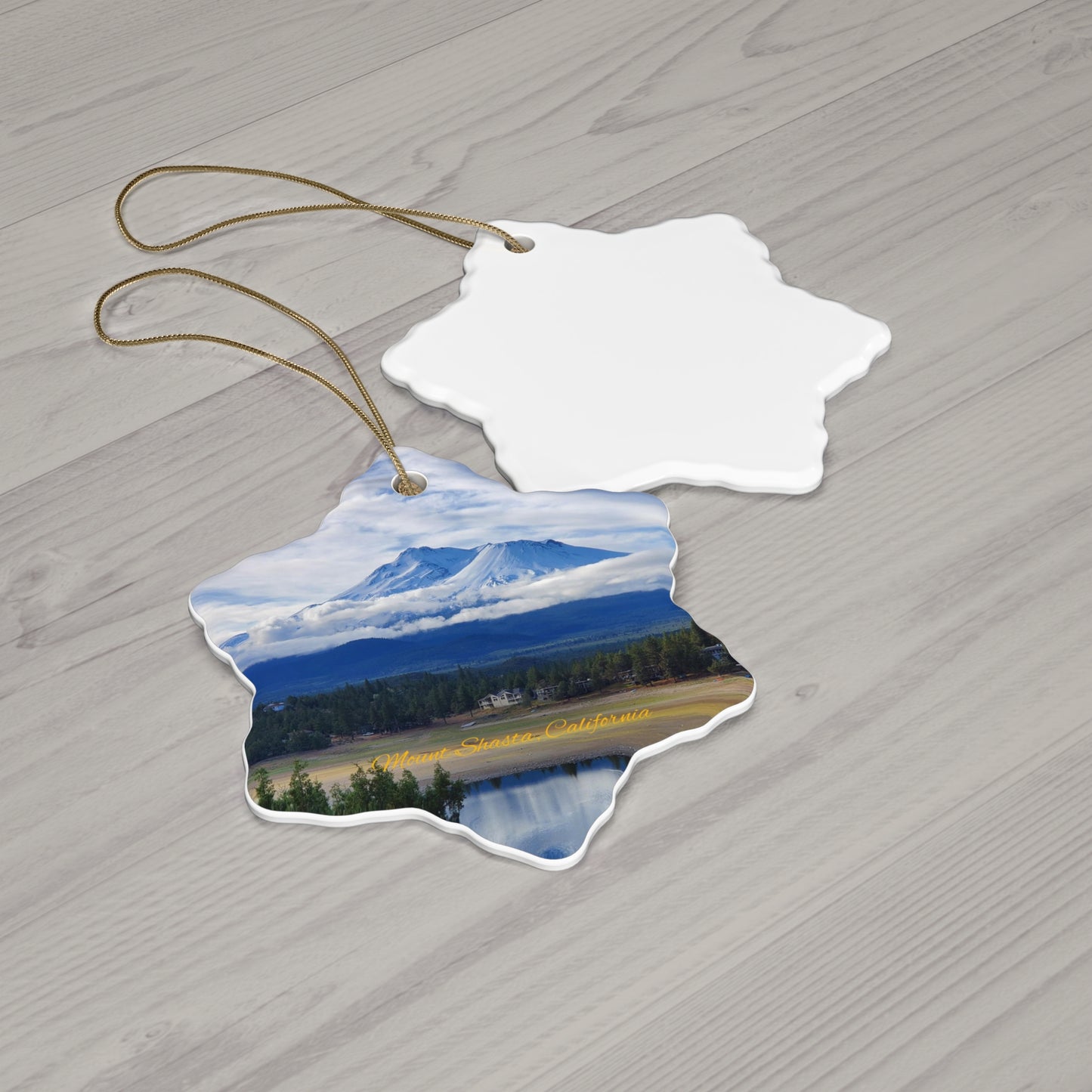 The Spirit of Mount Shasta Ceramic Christmas Ornament, 4 Shapes