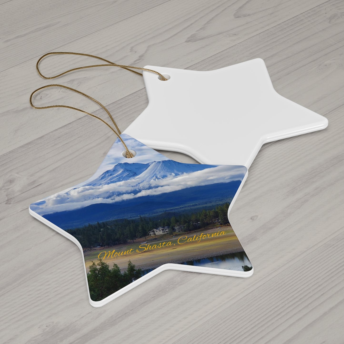 The Spirit of Mount Shasta Ceramic Christmas Ornament, 4 Shapes