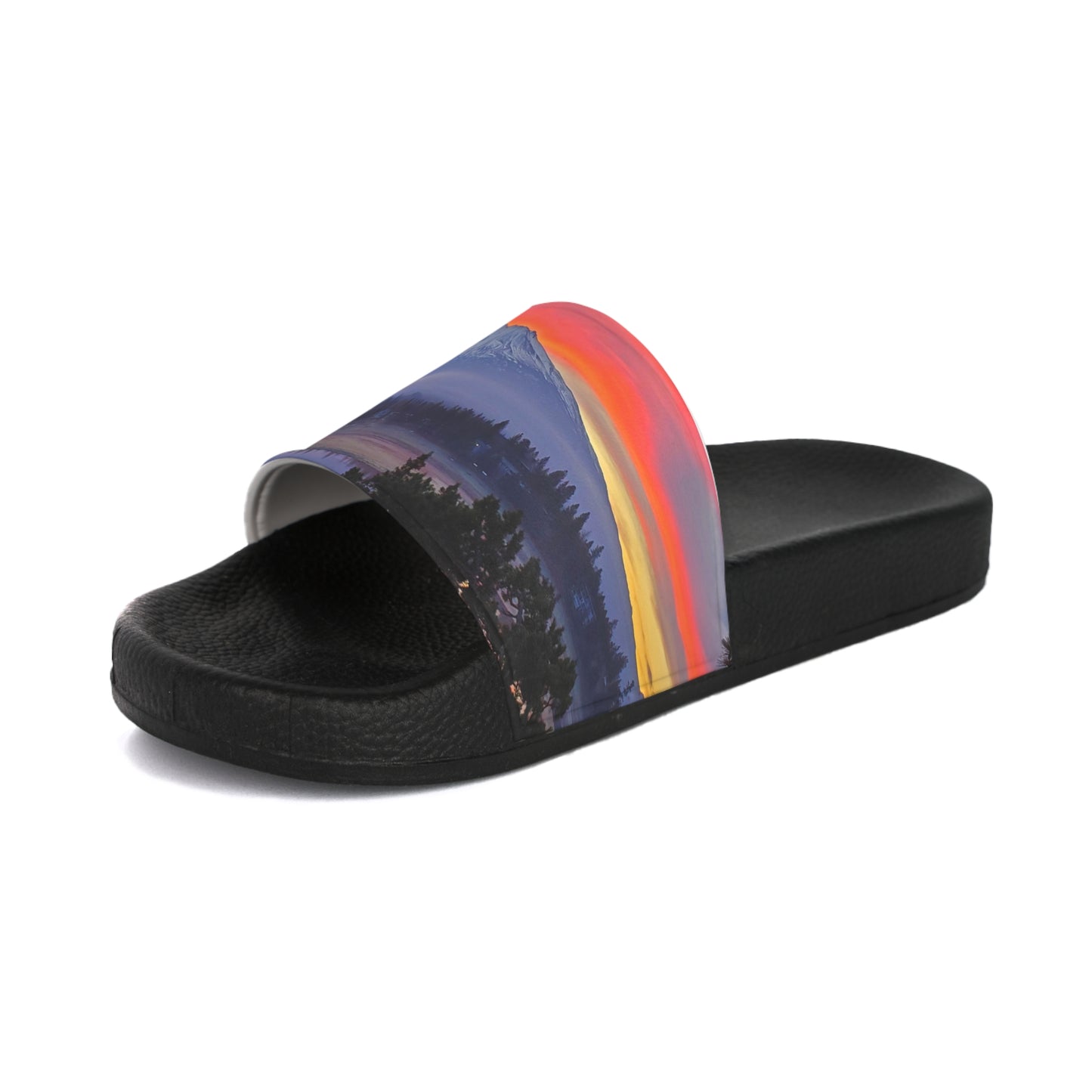 Mount Shasta's Fiery Sunset Men's PU Slide Sandals