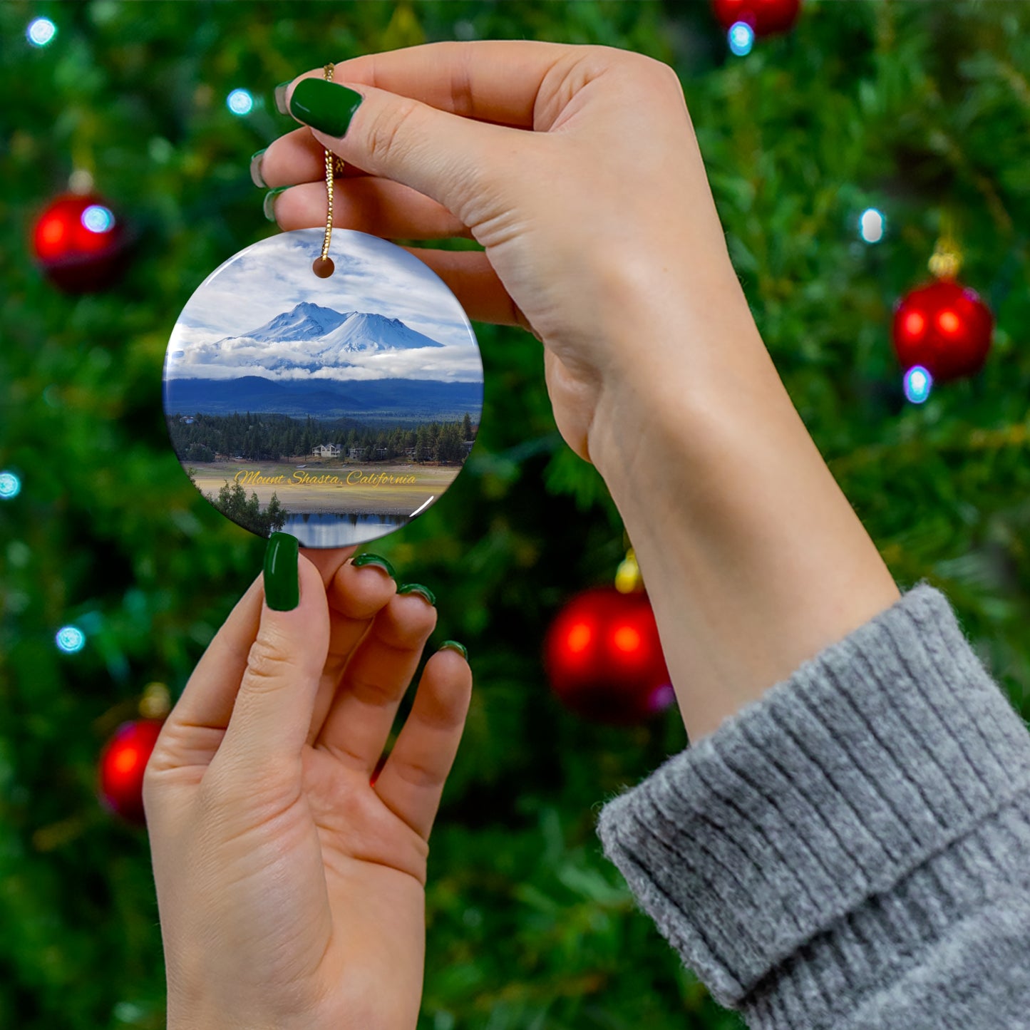 The Spirit of Mount Shasta Ceramic Christmas Ornament, 4 Shapes