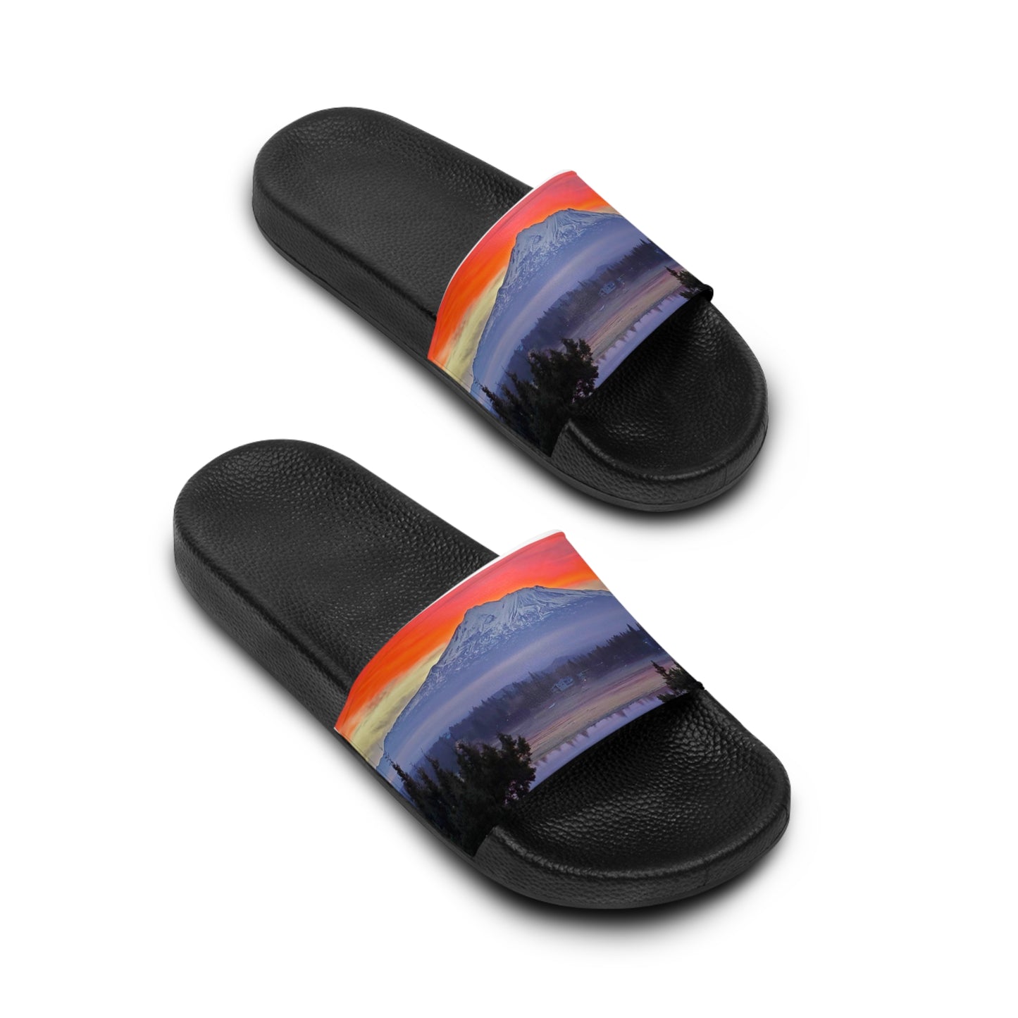 Mount Shasta's Fiery Sunset Men's PU Slide Sandals