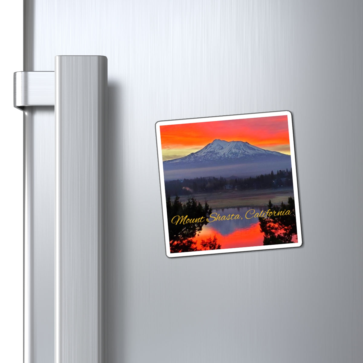 Mount Shasta Fiery Sunset Magnet