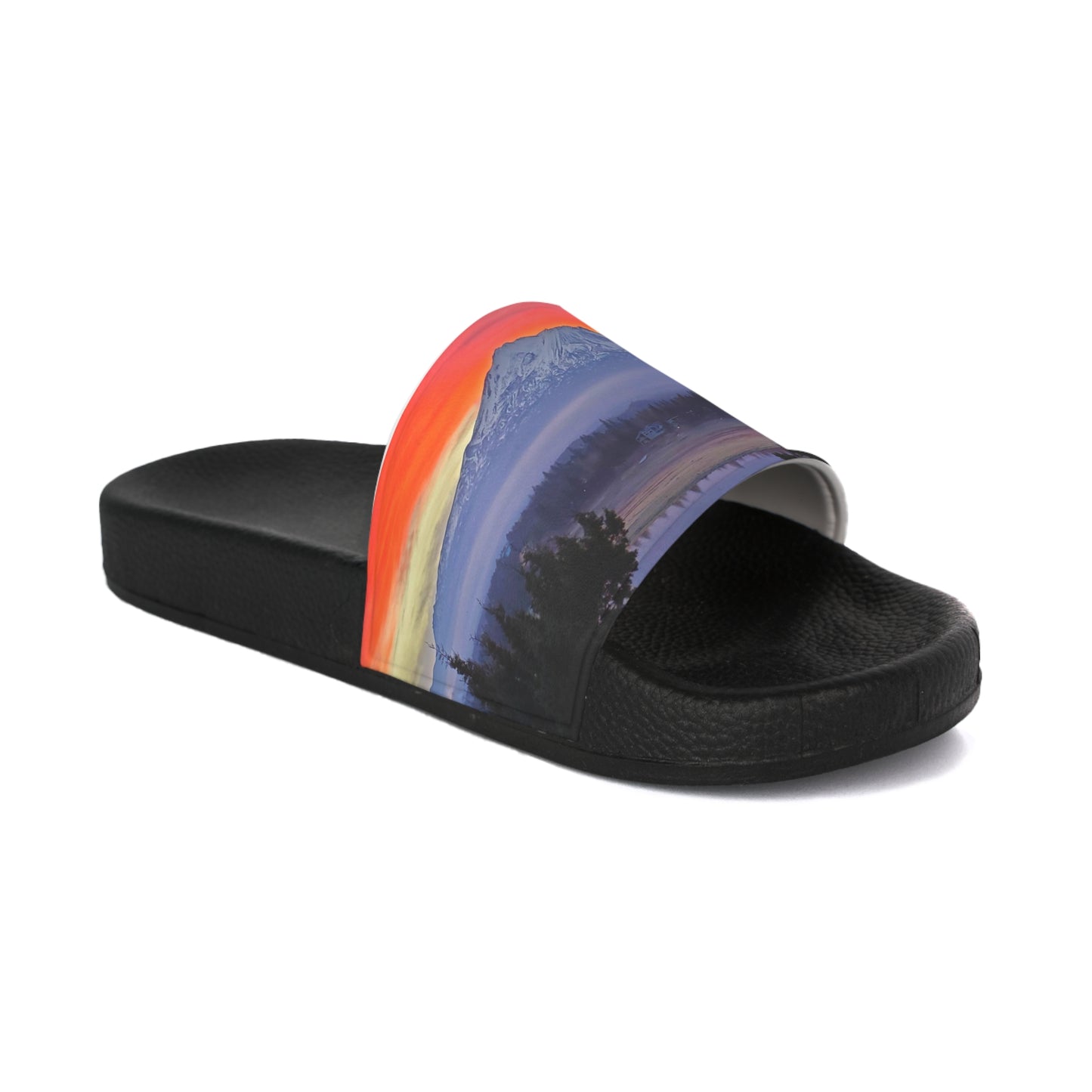 Mount Shasta's Fiery Sunset Men's PU Slide Sandals