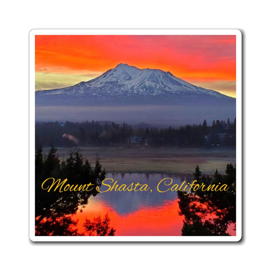 Mount Shasta Fiery Sunset Magnet