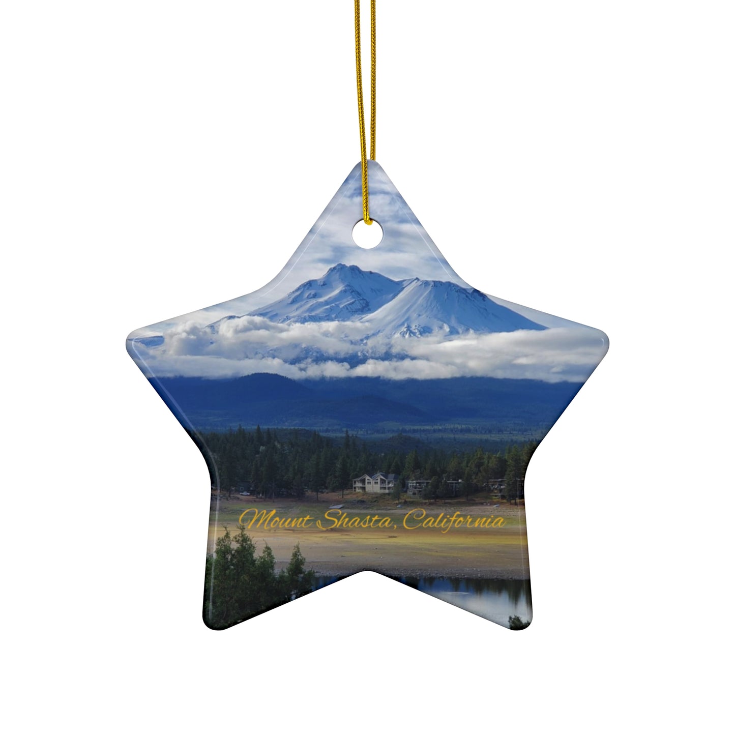 The Spirit of Mount Shasta Ceramic Christmas Ornament, 4 Shapes