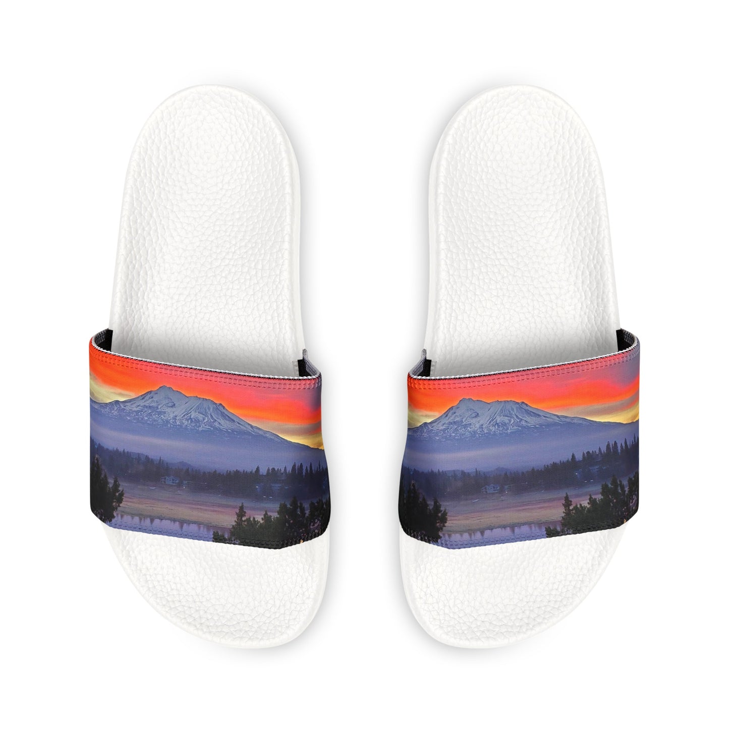 Mount Shasta's Fiery Sunset Men's PU Slide Sandals