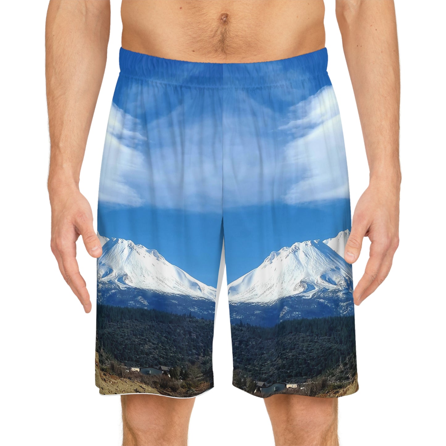 Mount Shasta Lenticular Clouds Basketball Shorts (AOP)