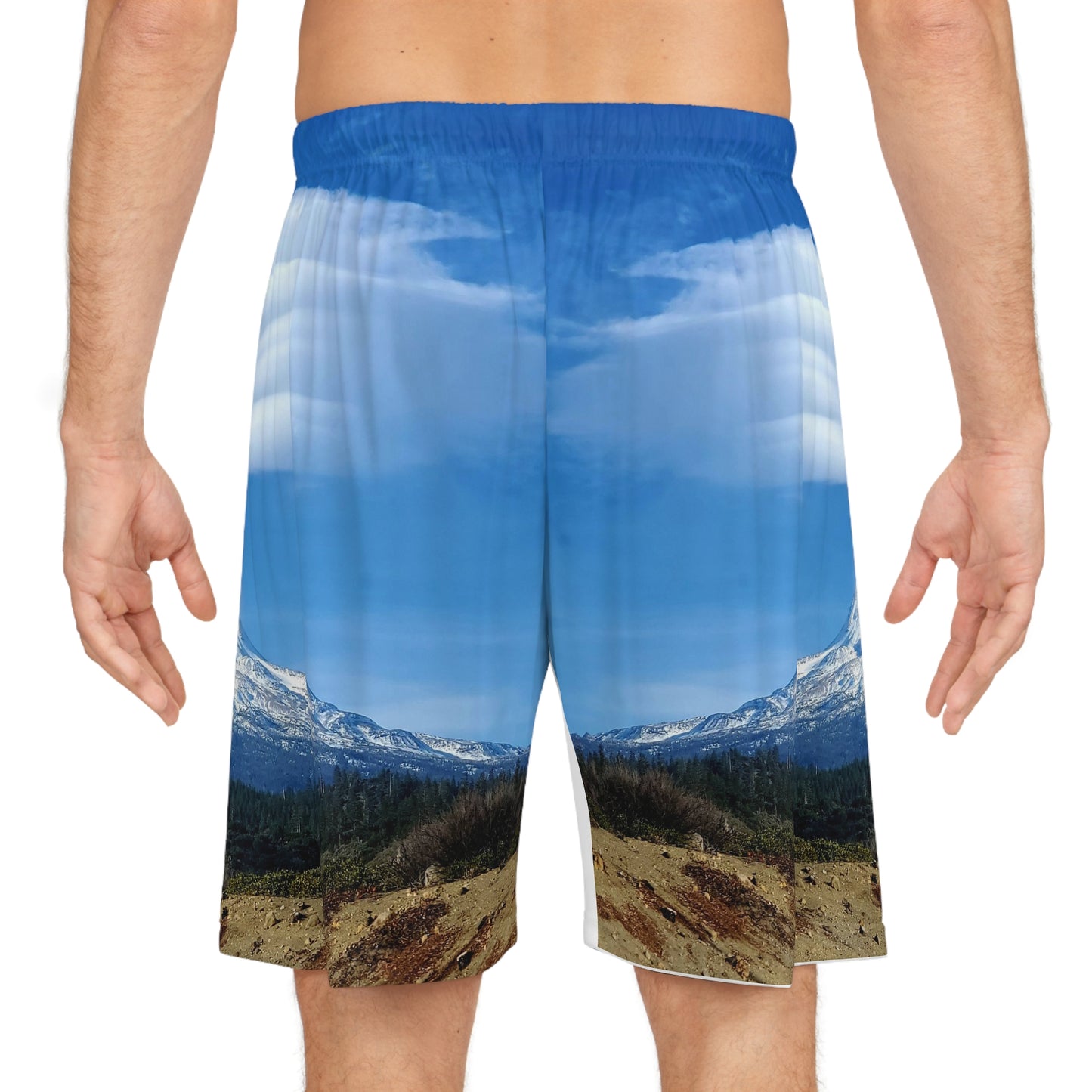 Mount Shasta Lenticular Clouds Basketball Shorts (AOP)