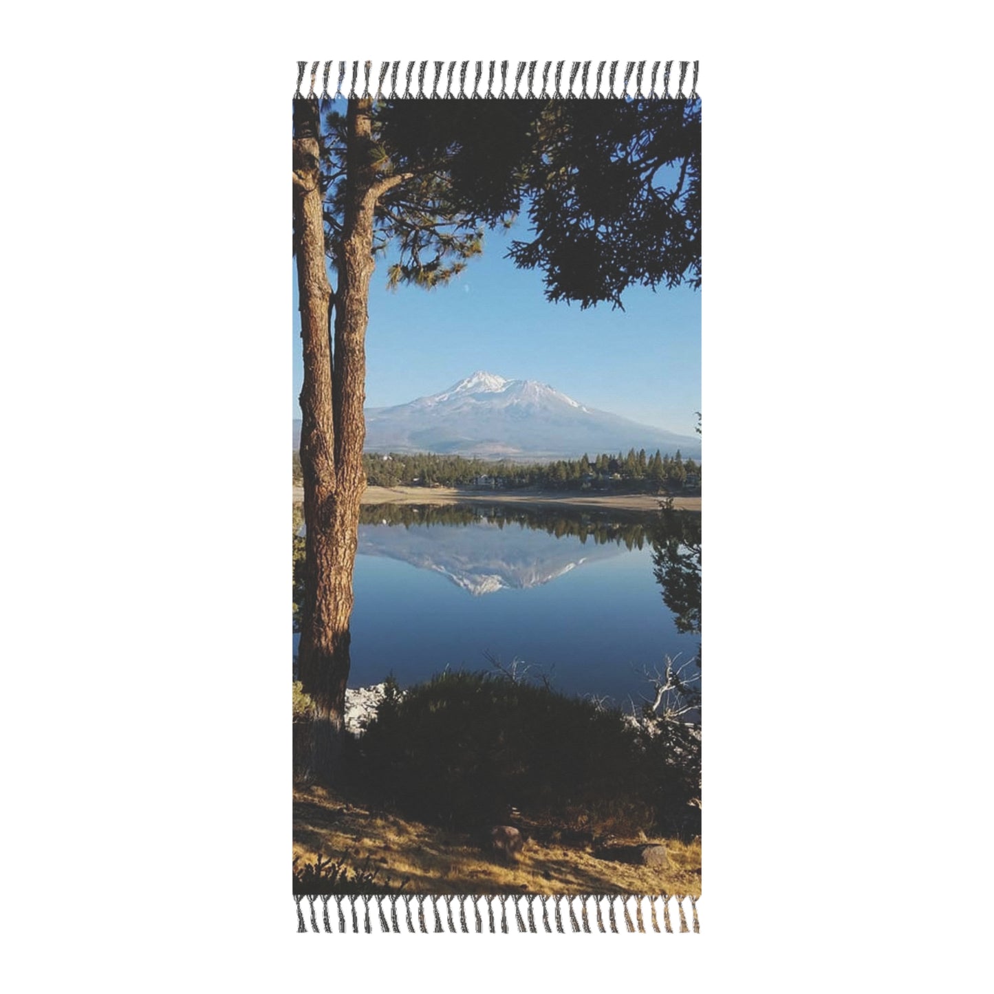 Mount Shasta Reflections Boho Beach Towel