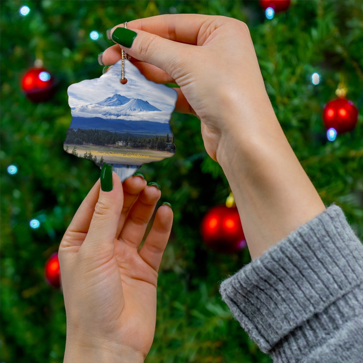 The Spirit of Mount Shasta Ceramic Christmas Ornament, 4 Shapes