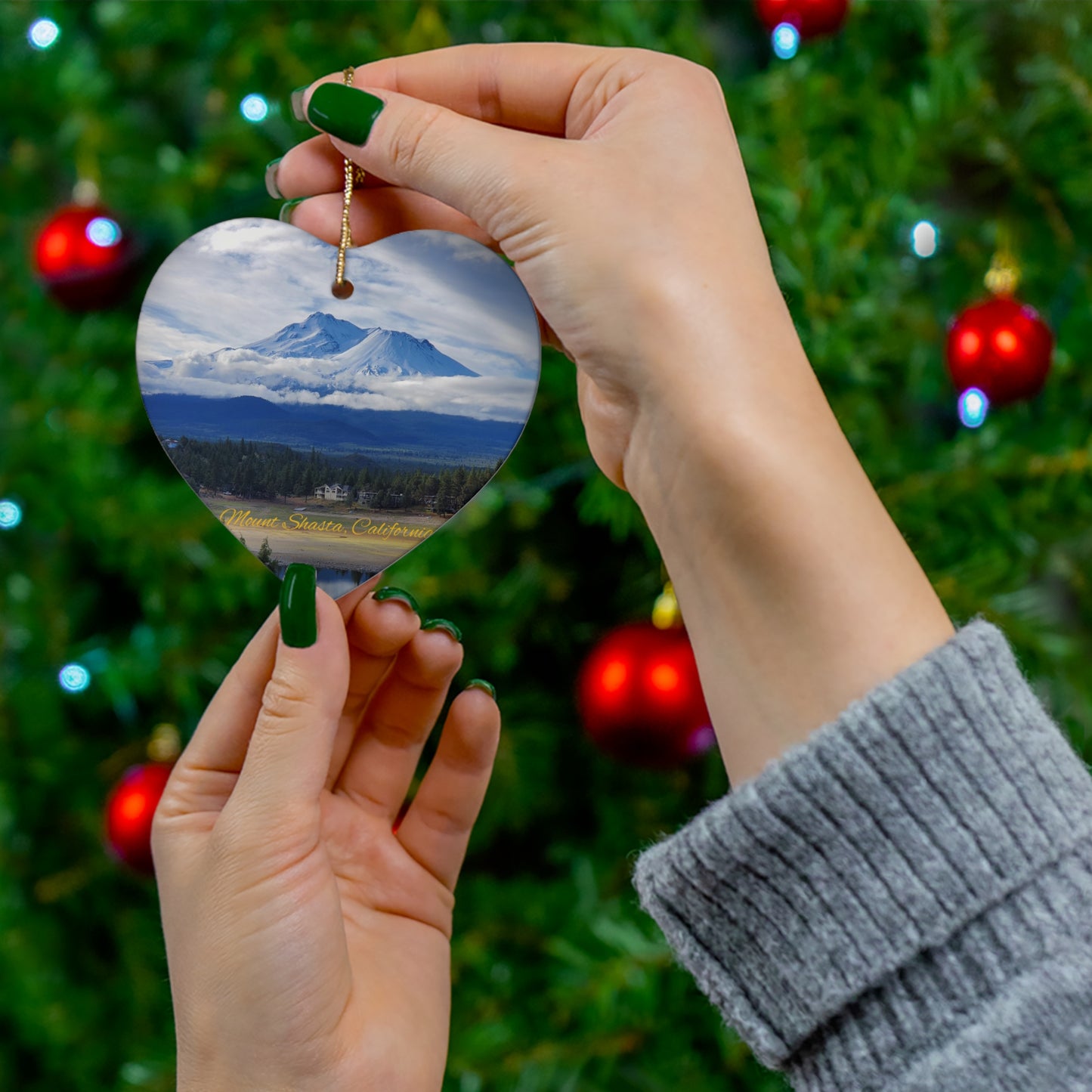 The Spirit of Mount Shasta Ceramic Christmas Ornament, 4 Shapes