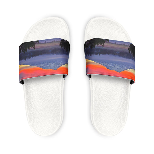 Mount Shasta's Fiery Sunset Men's PU Slide Sandals