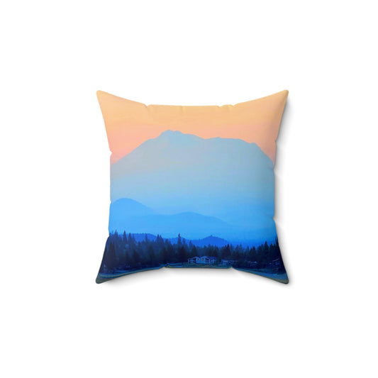 Sunset Mount Shasta Fade Spun Polyester Square Pillow