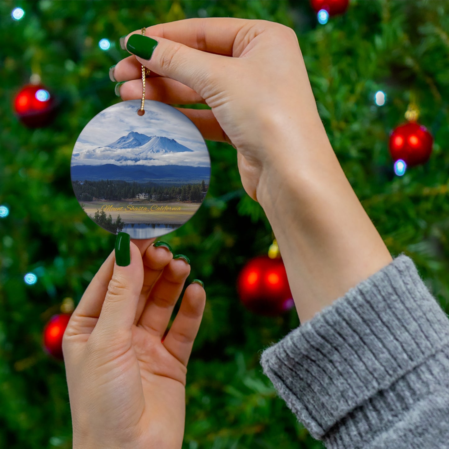 The Spirit of Mount Shasta Ceramic Christmas Ornament, 4 Shapes